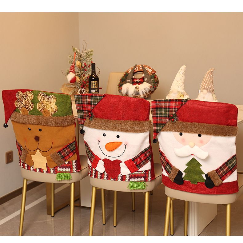 Christmas Handmade Fabric Chair Cover, Cute Santa Claus Design, Brightens Up the Warm Holiday Atmosphere