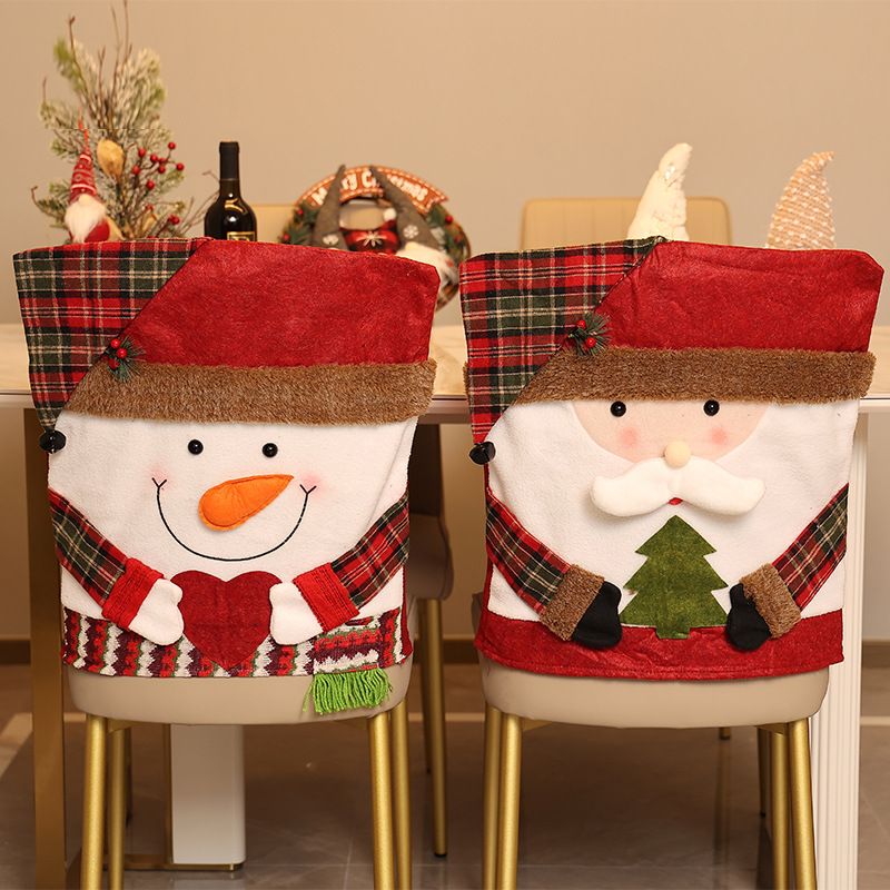 Christmas Handmade Fabric Chair Cover, Cute Reindeer Design, Brightens Up the Warm Holiday Atmosphere