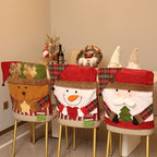 Christmas Handmade Fabric Chair Cover, Cute Reindeer Design, Brightens Up the Warm Holiday Atmosphere