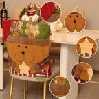 Christmas Handmade Fabric Chair Cover, Cute Reindeer Design, Brightens Up the Warm Holiday Atmosphere