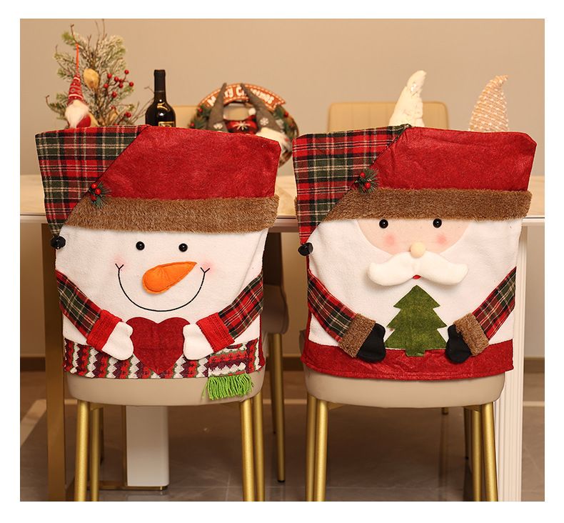 Christmas Handmade Fabric Chair Cover, Cute Reindeer Design, Brightens Up the Warm Holiday Atmosphere