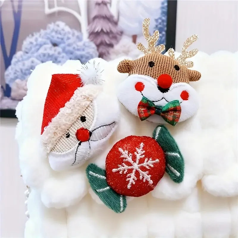 Christmas Plush Cartoon Handbag Crossbody Bag, 3D Appliqués Pearl Chain, Sweet Practical Holiday Essential./BLUE