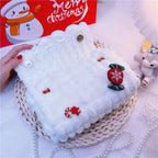 Christmas Plush Cartoon Handbag Crossbody Bag, 3D Appliqués Pearl Chain, Sweet Practical Holiday Essential./khaki