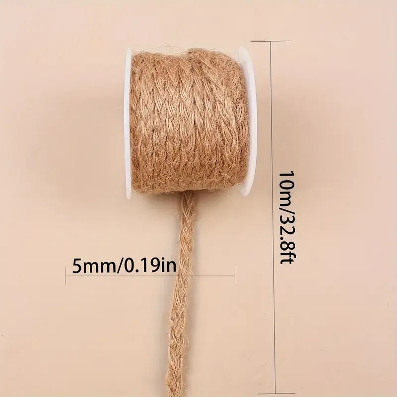 2PCS Natural Jute Rope 5mm*10m, Eco-friendly & Durable, Essential for DIY & Home Decor