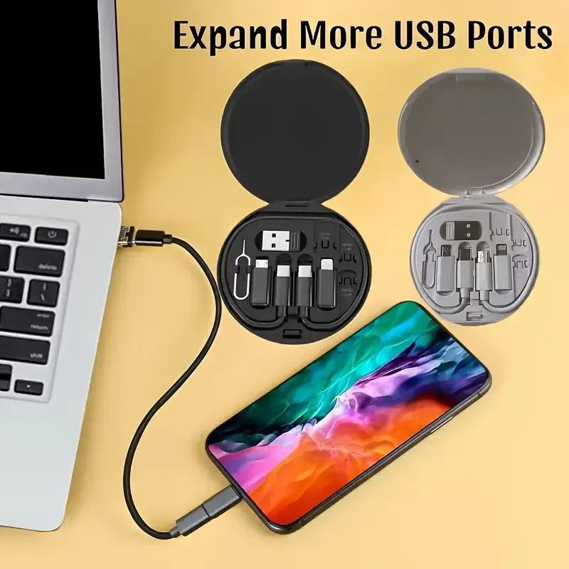 5-in-1 Cable Storage Box, Charging + Stand + Storage All-in-One, One Box Solves Your Travel Needs/white