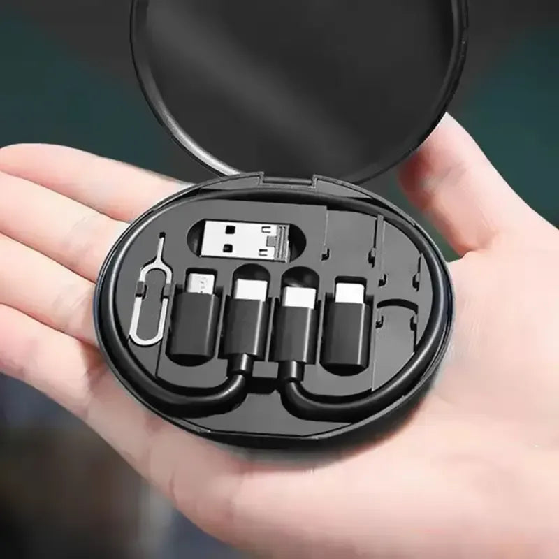 5-in-1 Cable Storage Box, Charging + Stand + Storage All-in-One, One Box Solves Your Travel Needs/BLACK