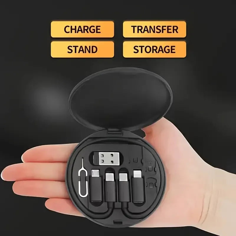 5-in-1 Cable Storage Box, Charging + Stand + Storage All-in-One, One Box Solves Your Travel Needs/BLACK