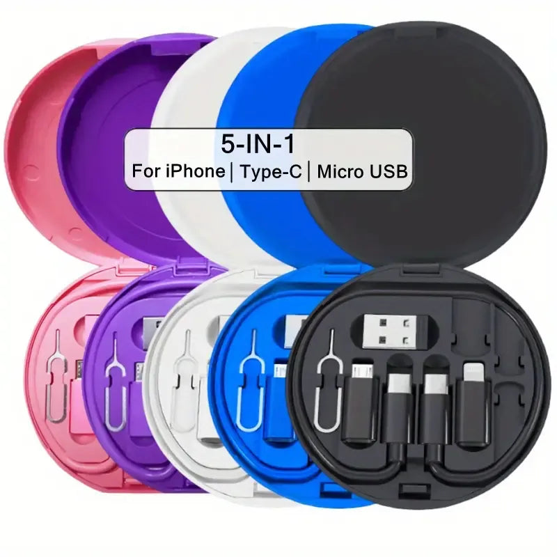 5-in-1 Cable Storage Box, Charging + Stand + Storage All-in-One, One Box Solves Your Travel Needs/BLACK