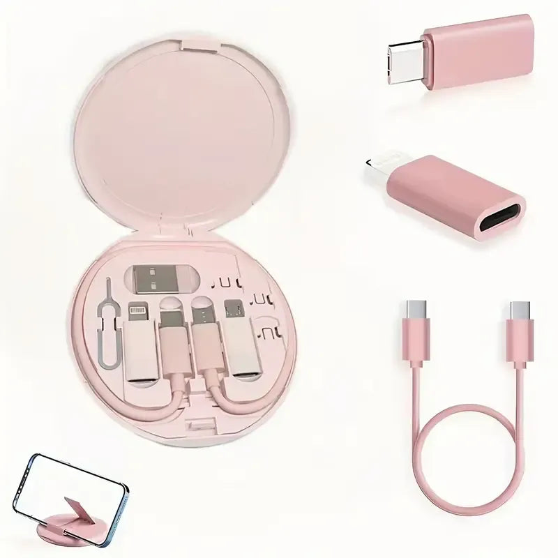 5-in-1 Cable Storage Box, Charging + Stand + Storage All-in-One, One Box Solves Your Travel Needs/BLACK