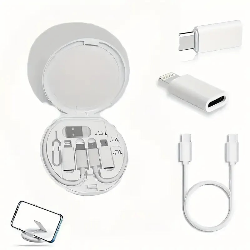 5-in-1 Cable Storage Box, Charging + Stand + Storage All-in-One, One Box Solves Your Travel Needs/BLACK