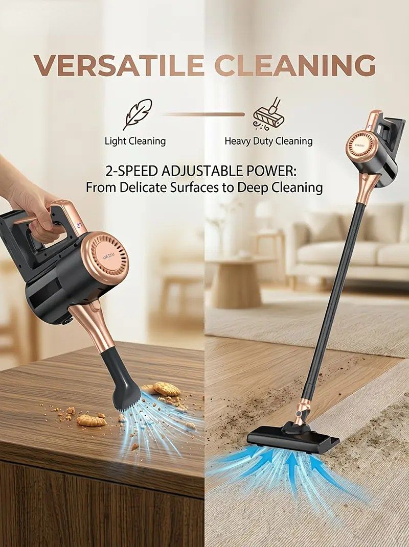 4-in-1 cordless vacuum cleaner, 50000RPM motor, 10000Pa suction, 180° rotating brush head, dual speed settings, lightweight and convenient./white
