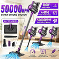 4-in-1 cordless vacuum cleaner, 50000RPM motor, 10000Pa suction, 180° rotating brush head, dual speed settings, lightweight and convenient./purple