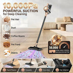 4-in-1 cordless vacuum cleaner, 50000RPM motor, 10000Pa suction, 180° rotating brush head, dual speed settings, lightweight and convenient./purple