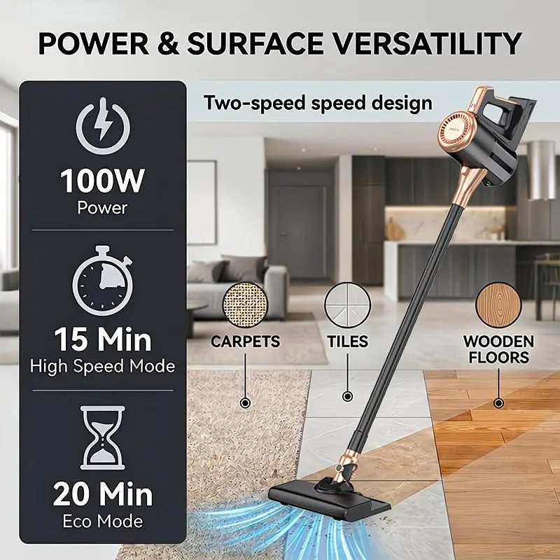 4-in-1 cordless vacuum cleaner, 50000RPM motor, 10000Pa suction, 180° rotating brush head, dual speed settings, lightweight and convenient./purple