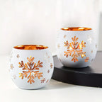 2PCS Winter Snowflake Glass Candle Holders, Light Up the Romantic Atmosphere of Christmas and New Year