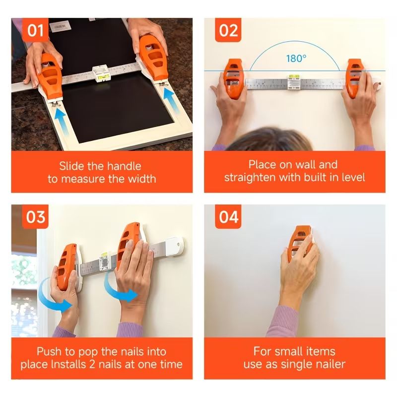 Picture Frame Hanging Balance Ruler | Nail Positioning · Angle Measurement · Level Calibration 3-in-1./ORANGE