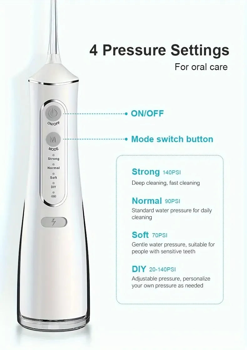 L8 Cordless Water Flosser | Rechargeable Portable Oral Irrigator, IPX7 Waterproof, 4 Modes with DIY Pressure Adjustment, High-Frequency Pulse Cleans Between Teeth Thoroughly/white
