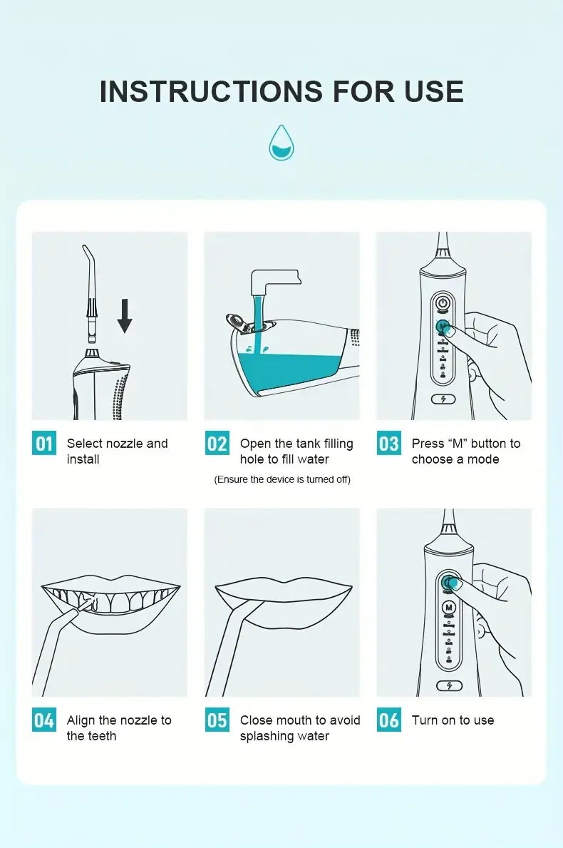 L8 Cordless Water Flosser | Rechargeable Portable Oral Irrigator, IPX7 Waterproof, 4 Modes with DIY Pressure Adjustment, High-Frequency Pulse Cleans Between Teeth Thoroughly/white