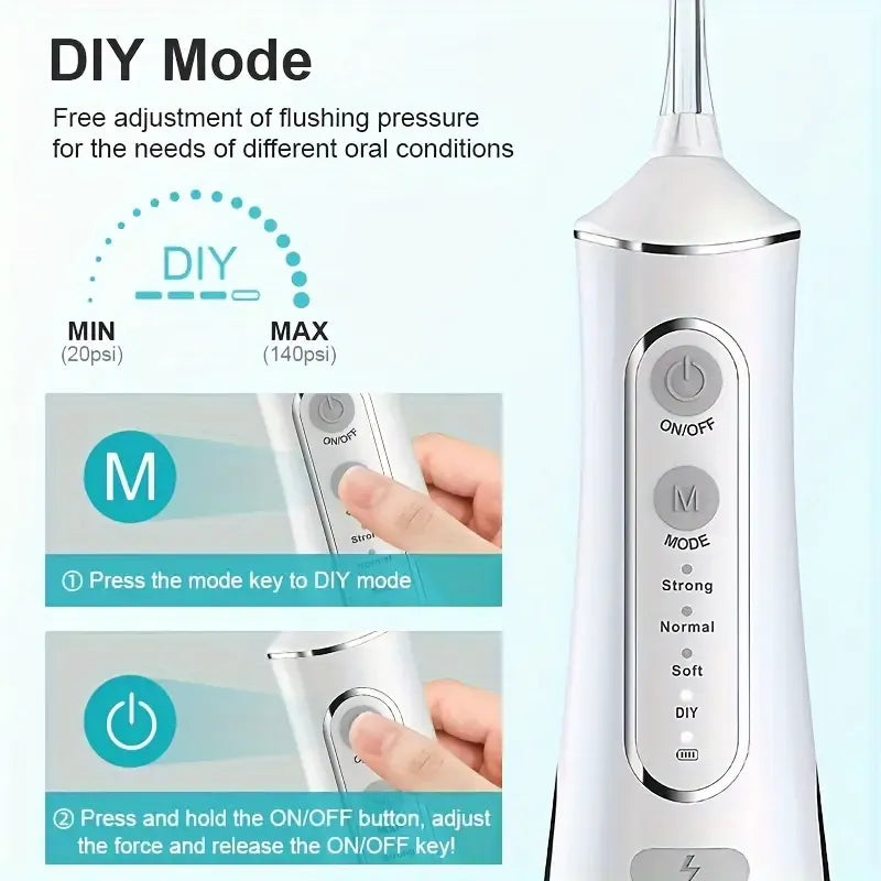 L8 Cordless Water Flosser | Rechargeable Portable Oral Irrigator, IPX7 Waterproof, 4 Modes with DIY Pressure Adjustment, High-Frequency Pulse Cleans Between Teeth Thoroughly/BLACK