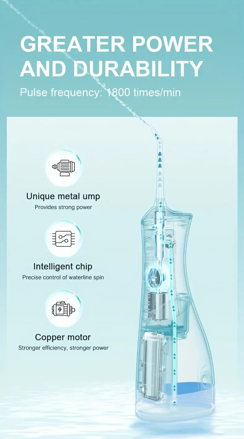L8 Cordless Water Flosser | Rechargeable Portable Oral Irrigator, IPX7 Waterproof, 4 Modes with DIY Pressure Adjustment, High-Frequency Pulse Cleans Between Teeth Thoroughly/BLACK