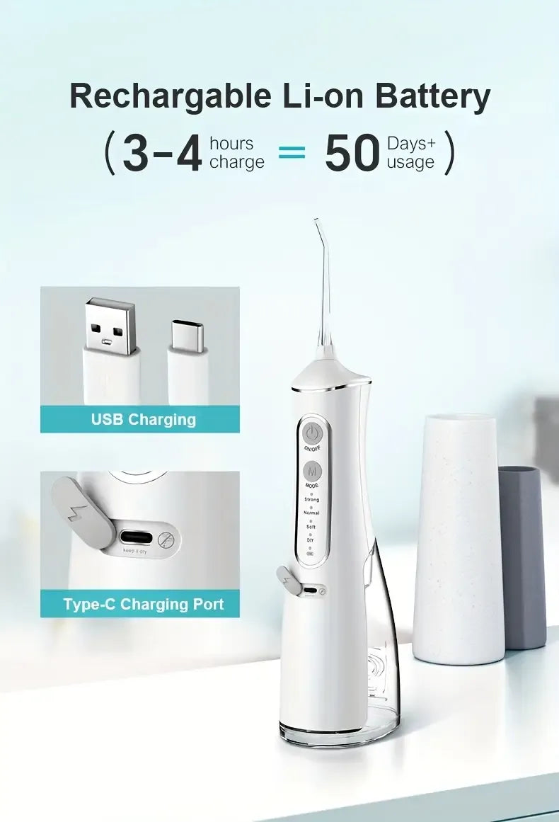 L8 Cordless Water Flosser | Rechargeable Portable Oral Irrigator, IPX7 Waterproof, 4 Modes with DIY Pressure Adjustment, High-Frequency Pulse Cleans Between Teeth Thoroughly/BLACK