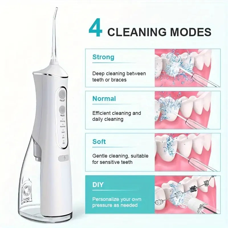 L8 Cordless Water Flosser | Rechargeable Portable Oral Irrigator, IPX7 Waterproof, 4 Modes with DIY Pressure Adjustment, High-Frequency Pulse Cleans Between Teeth Thoroughly/BLACK