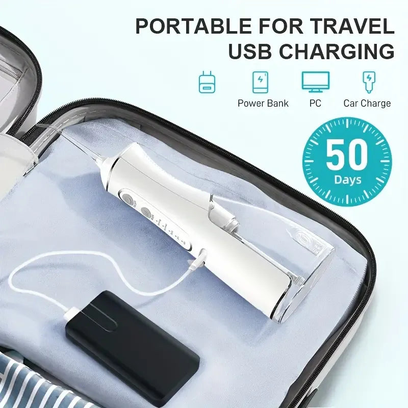 L8 Cordless Water Flosser | Rechargeable Portable Oral Irrigator, IPX7 Waterproof, 4 Modes with DIY Pressure Adjustment, High-Frequency Pulse Cleans Between Teeth Thoroughly/BLACK