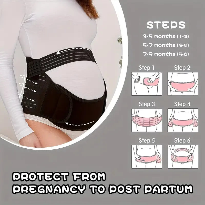 2-in-1 Pregnancy Support & Belly Band, Breathable Skin-Friendly Lightweight, Ergonomic Fit, Relieves Lower Back & Pubic Discomfort, Full Protection During Pregnancy & Postpartum/BLACK.M code