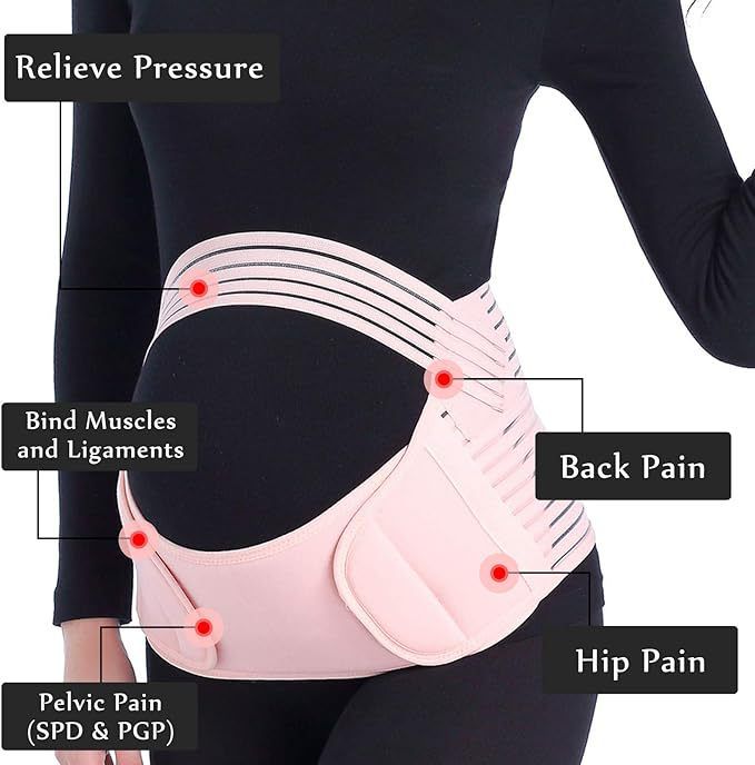 2-in-1 Pregnancy Support & Belly Band, Breathable Skin-Friendly Lightweight, Ergonomic Fit, Relieves Lower Back & Pubic Discomfort, Full Protection During Pregnancy & Postpartum/PINK.L code