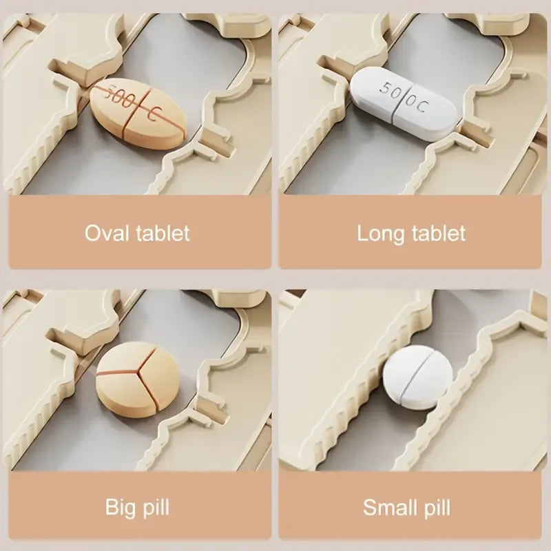 Rectangular Pill Cutter | Three Colors Available, Multi-Size Cutting, Travel-Friendly First Choice./Cream white