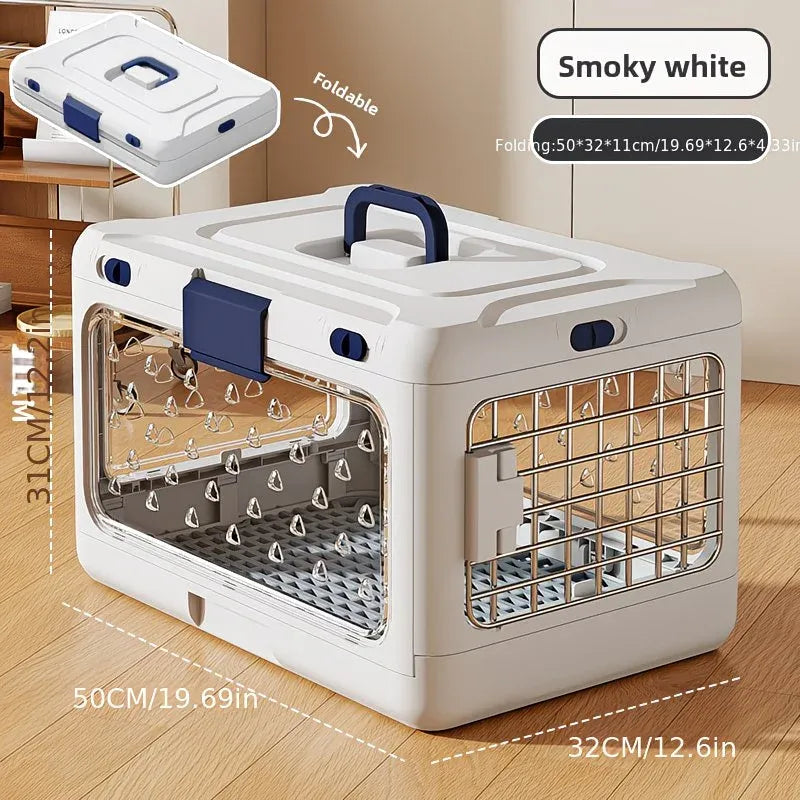 Foldable Pet Travel Carrier, PP Material with Reinforced Iron Mesh, Four Colors Available, Spacious When Expanded, Space-Saving When Folded – Ideal for Travel and Home Use, a Cozy Den for Your Pet./Lotus root powder