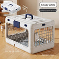 Foldable Pet Travel Carrier, PP Material with Reinforced Iron Mesh, Four Colors Available, Spacious When Expanded, Space-Saving When Folded – Ideal for Travel and Home Use, a Cozy Den for Your Pet./Smoky white