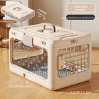 Foldable Pet Travel Carrier, PP Material with Reinforced Iron Mesh, Four Colors Available, Spacious When Expanded, Space-Saving When Folded – Ideal for Travel and Home Use, a Cozy Den for Your Pet./Mustard yellow
