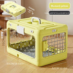 Foldable Pet Travel Carrier, PP Material with Reinforced Iron Mesh, Four Colors Available, Spacious When Expanded, Space-Saving When Folded – Ideal for Travel and Home Use, a Cozy Den for Your Pet./Mustard yellow