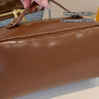 【PU Color-Block Cosmetic Bag】 Leather Handle Metal Zipper, Color-Block Simple Partition, Main Compartment Stores Cosmetics & Toiletries, Lightweight & Versatile for Commuting & Travel./BLACK