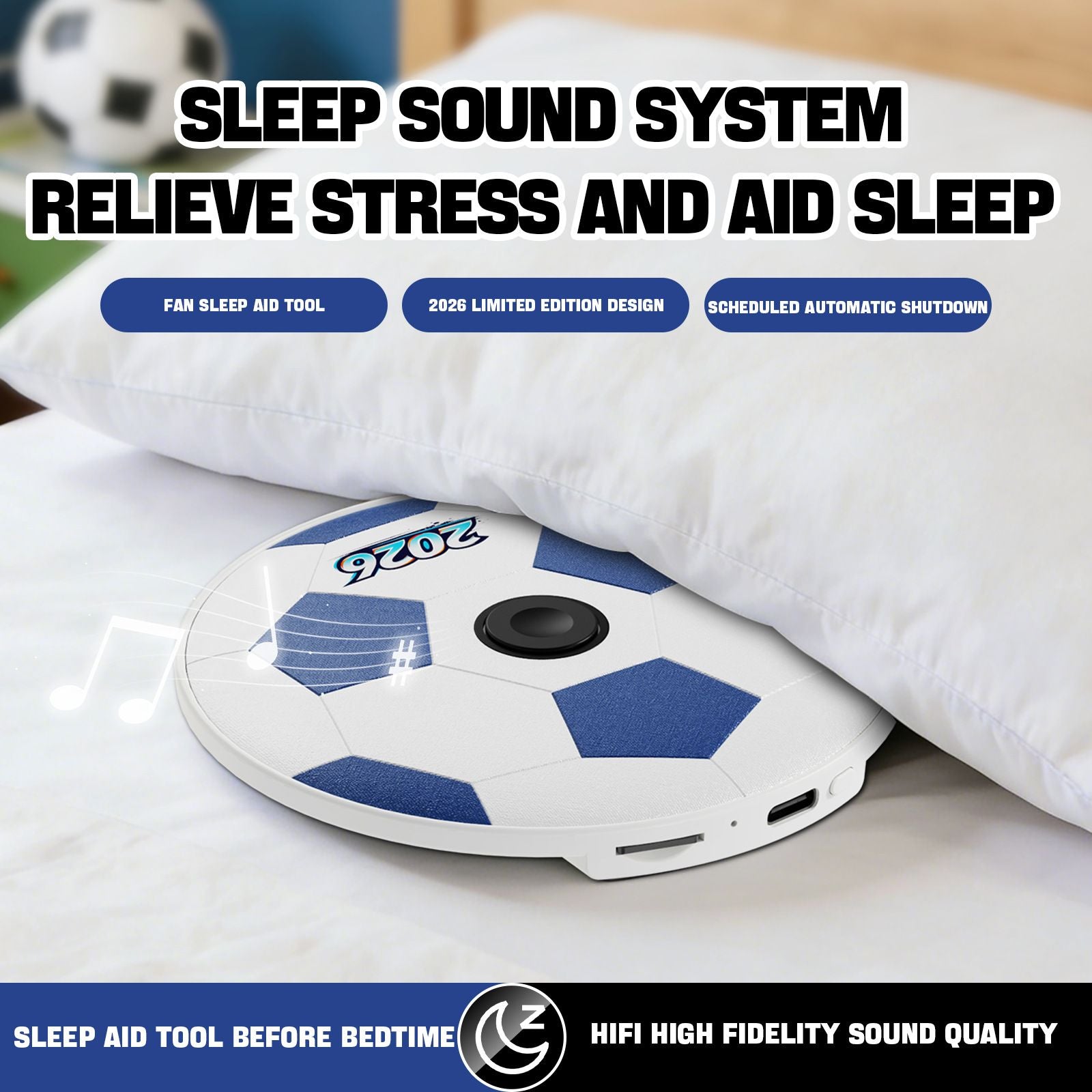 2026 New Pillow Sleep Speaker: Under-Pillow Audio, Listen to Music and Audiobooks for Stress Relief, White Noise for Better Sleep, Essential for Travel and Home/[World Cup]