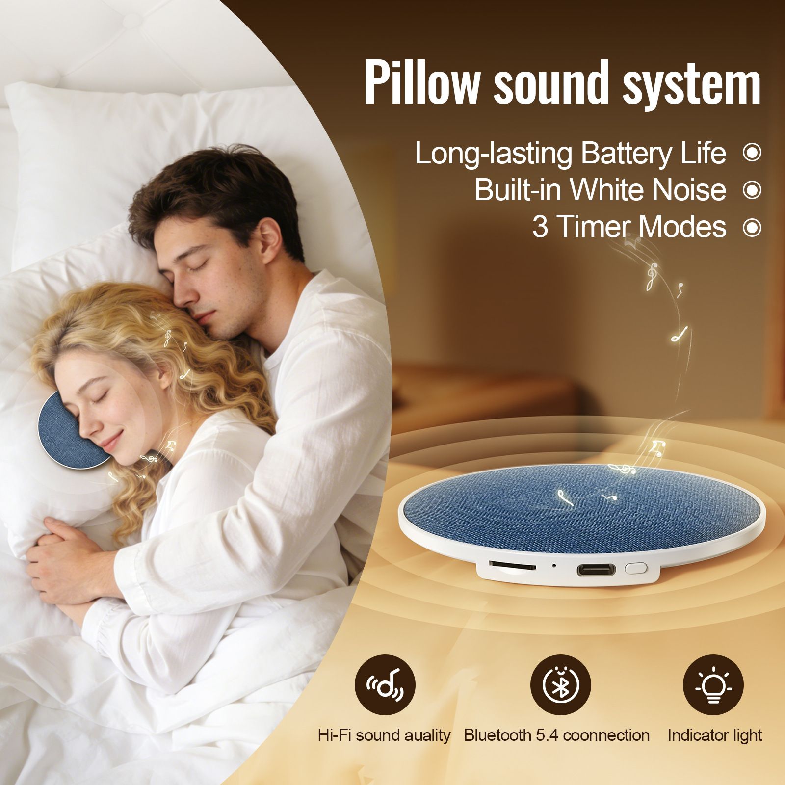 2026 New Pillow Sleep Speaker: Under-Pillow Audio, Listen to Music and Audiobooks for Stress Relief, White Noise for Better Sleep, Essential for Travel and Home/[World Cup]