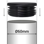 20 Pcs Inserts of Tubes Ronds of Black, RAL 9005, Bouchons of Hose Bouchons of Poteau of Cloture in Plastic, 60 mm