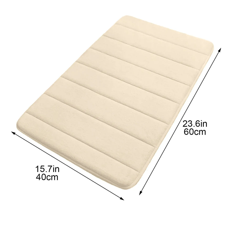 White Non Slip Absorbent Bathroom Rug, Extra Soft Machine Washable Bath Mat for Tub and Shower, 24 x 16 in