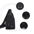 Waterproof Crossbody Sling Bag for Women and Men, Black Small Chest Backpack for Hiking Travel Camping