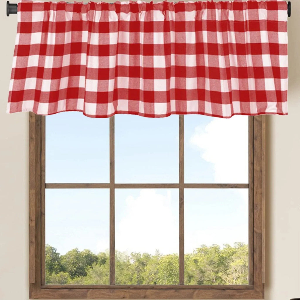 Plaid Window Valance Curtain, Farmhouse Kitchen Bedroom Living Room Decor, 15 x 55 in