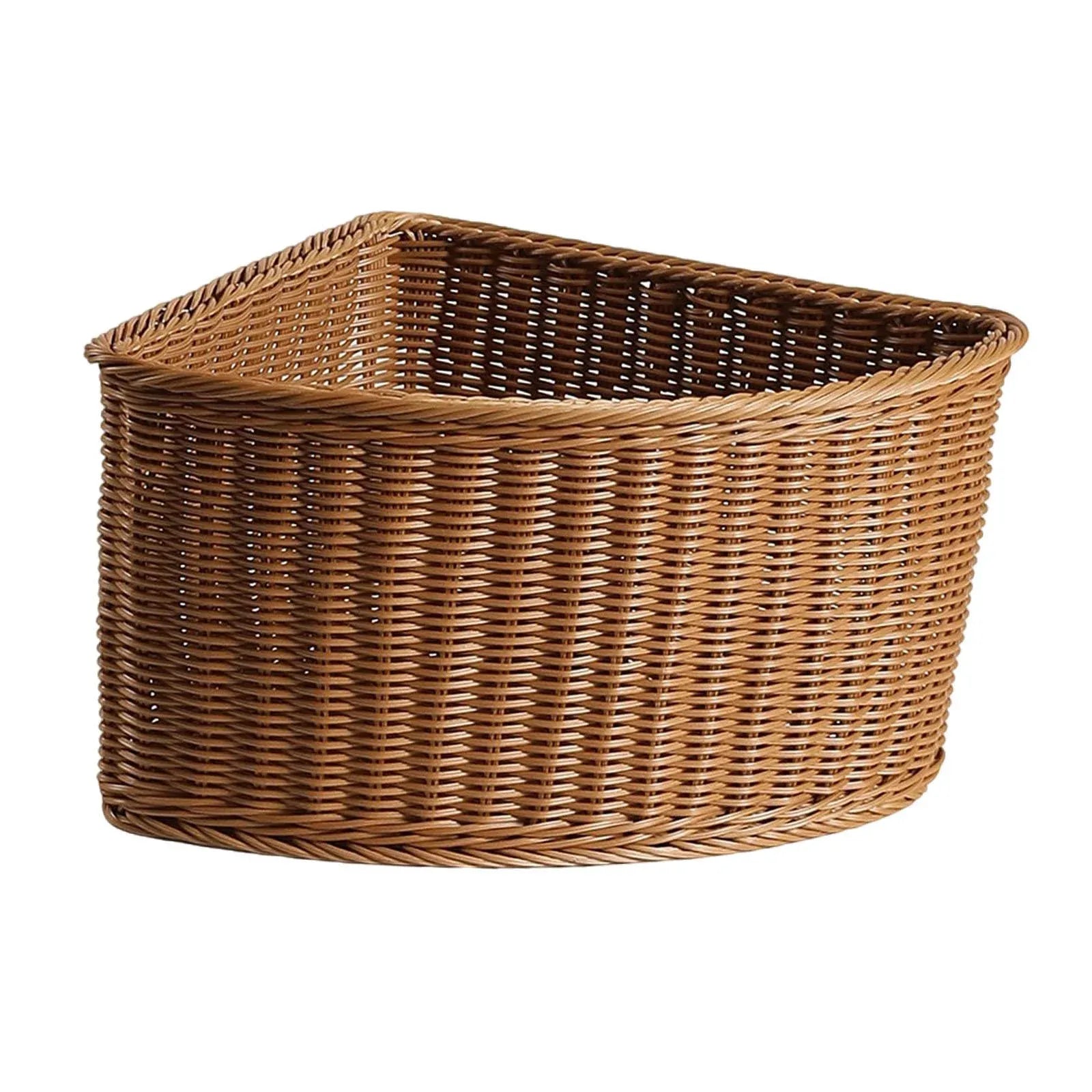 Triangular Imitation Rattan Corner Storage Basket for Bathroom Living Room Pantry Organizer