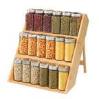 Bamboo Spice Rack Organizer, Space Saving Seasoning Cabinet Shelf for Kitchen Makeup and Spice Storage