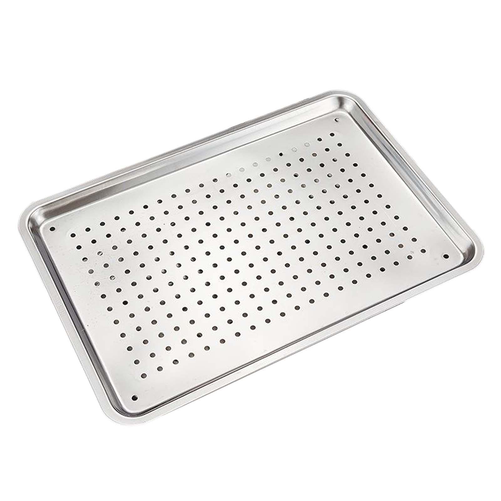 Stainless Steel Baking Sheet Tray, Perforated Cookie Pan and Food Serving Tray for Baking, 27 x 20 x 2.5 cm