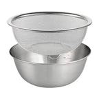 2 Pcs 304 Stainless Steel Colander With Mixing Bowl, Drainer Basket and Rinser for Pasta Rice Fruit, 18 cm