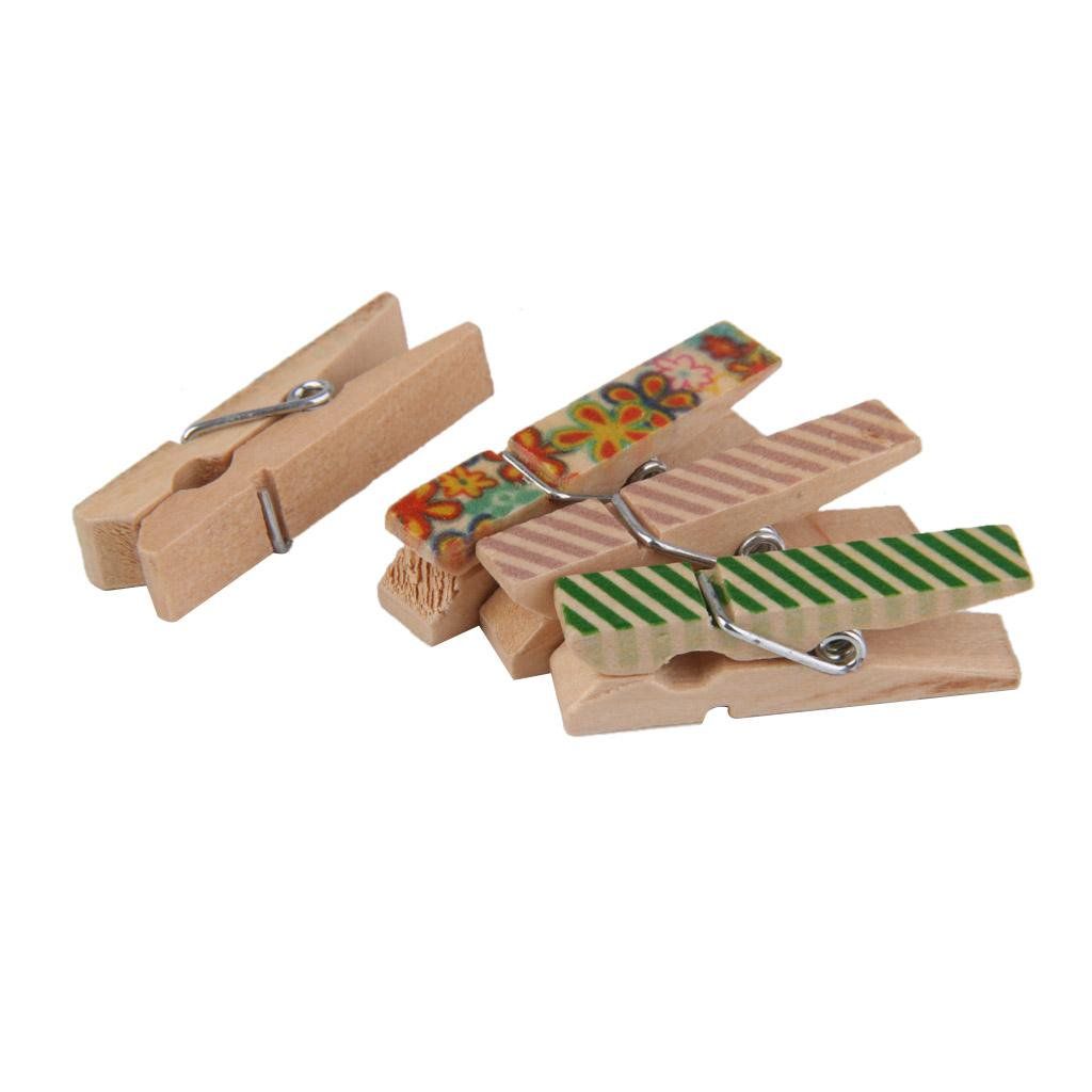 100 Pcs Mini Wooden Clothespins, Small Photo Paper Craft Clips for Hanging Decorations, 35 x 10 mm