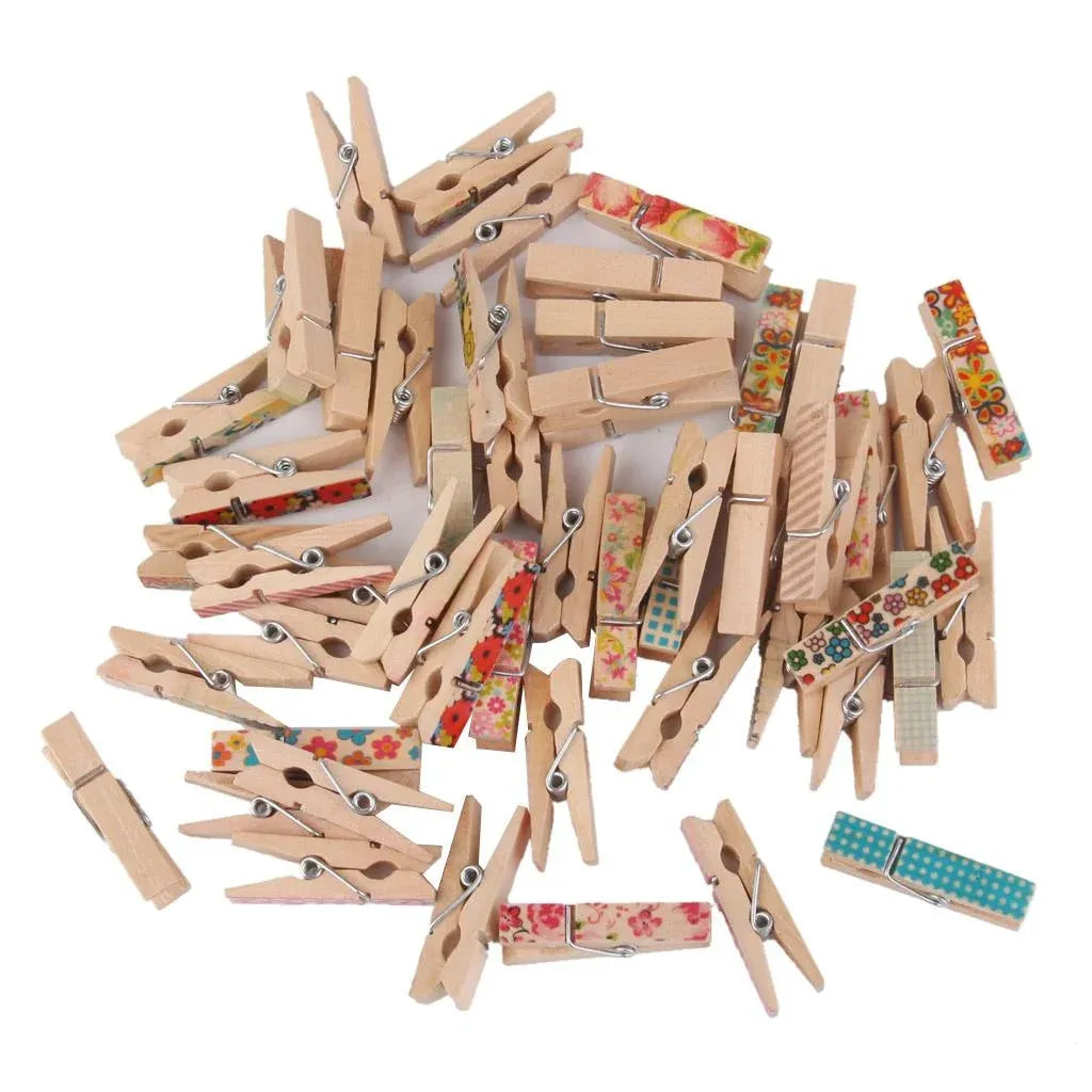 100 Pcs Mini Wooden Clothespins, Small Photo Paper Craft Clips for Hanging Decorations, 35 x 10 mm
