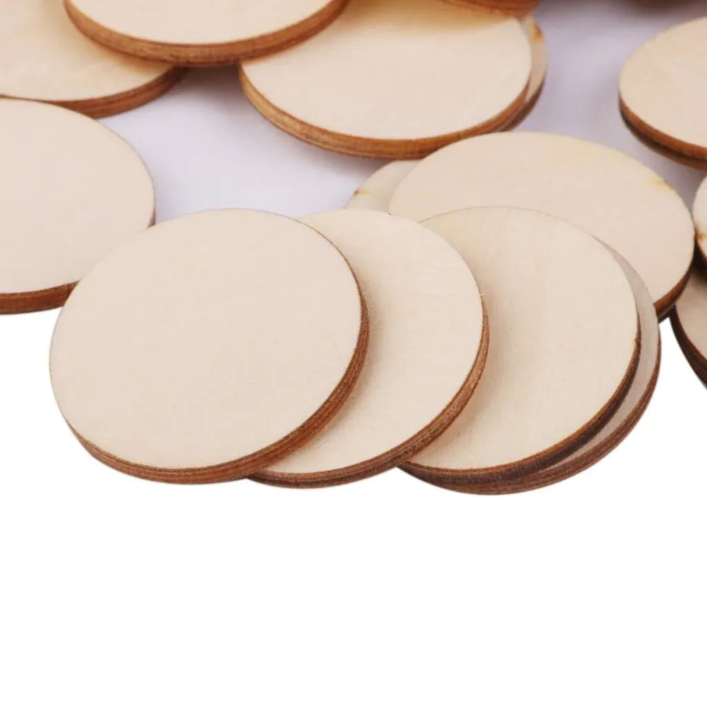 50 Pack Unfinished Round Wooden Discs for Crafts and Book Signing Boards, 5 Sizes
