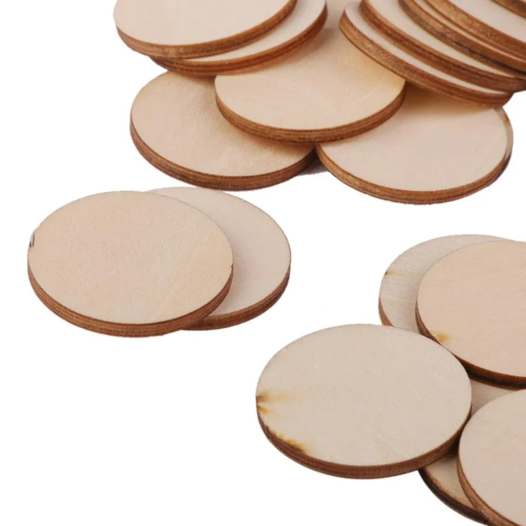 50 Pack Unfinished Round Wooden Discs for Crafts and Book Signing Boards, 5 Sizes