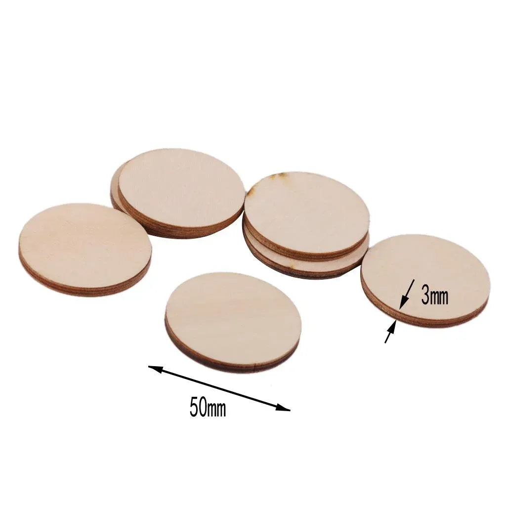 50 Pack Unfinished Round Wooden Discs for Crafts and Book Signing Boards, 5 Sizes